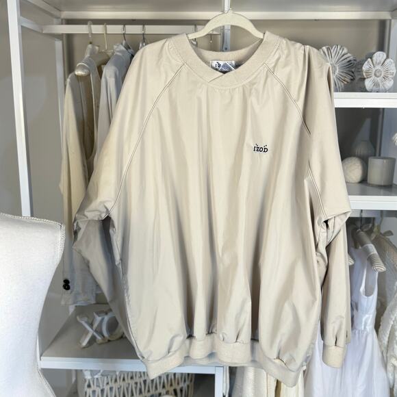 Izod Men’s size XL khaki tan windbreaker pullover popover shirt  #3639 - Picture 1 of 7